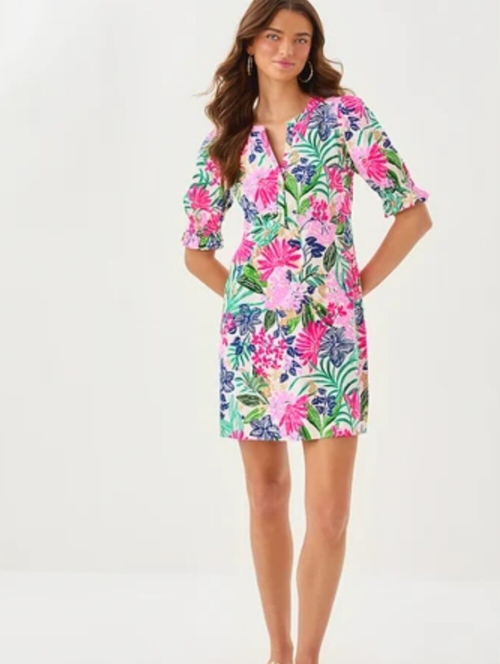 Lilly Pulitzer Delsie Pink, Green & Blue Floral Mini Dress